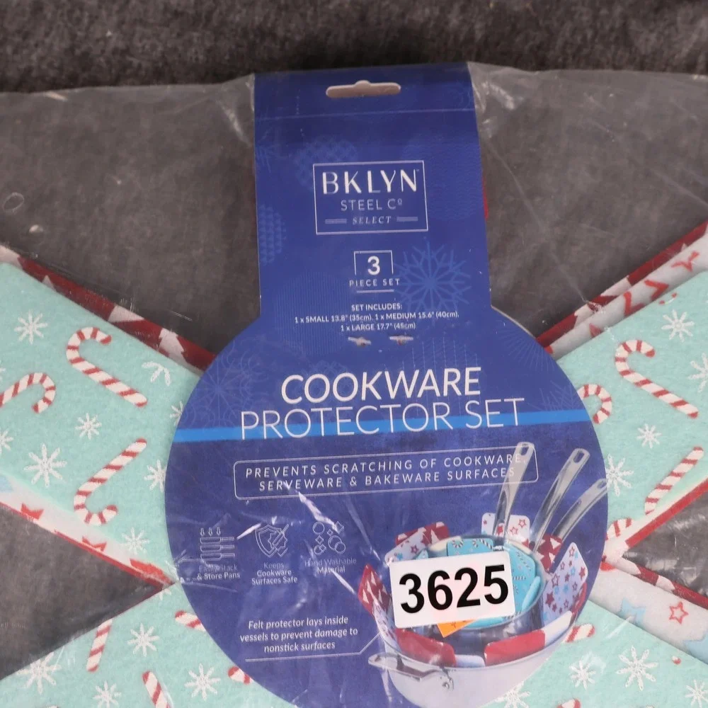 BKLYN Steel Co Cookware Protector Set Of 3 Holiday Blues Candy Cane Christmas
